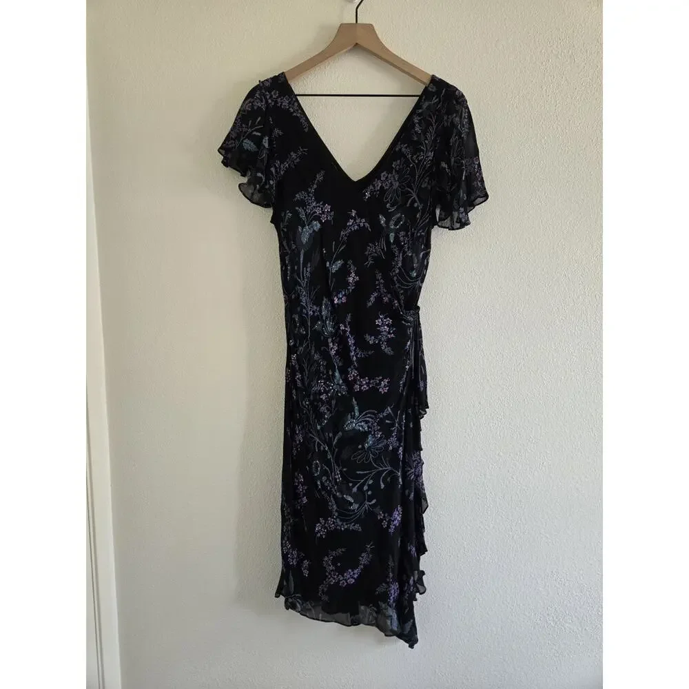 Eva Blue Vtg Y2K Floral Fairy Beaded Layered Maxi Dress Sz 12 Whimsigoth Wedding - Picture 2 of 8